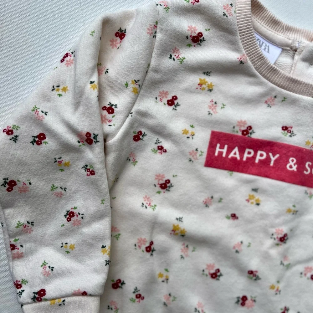 Zara Baby “Happy & Soft “ Floral Sweatshirt